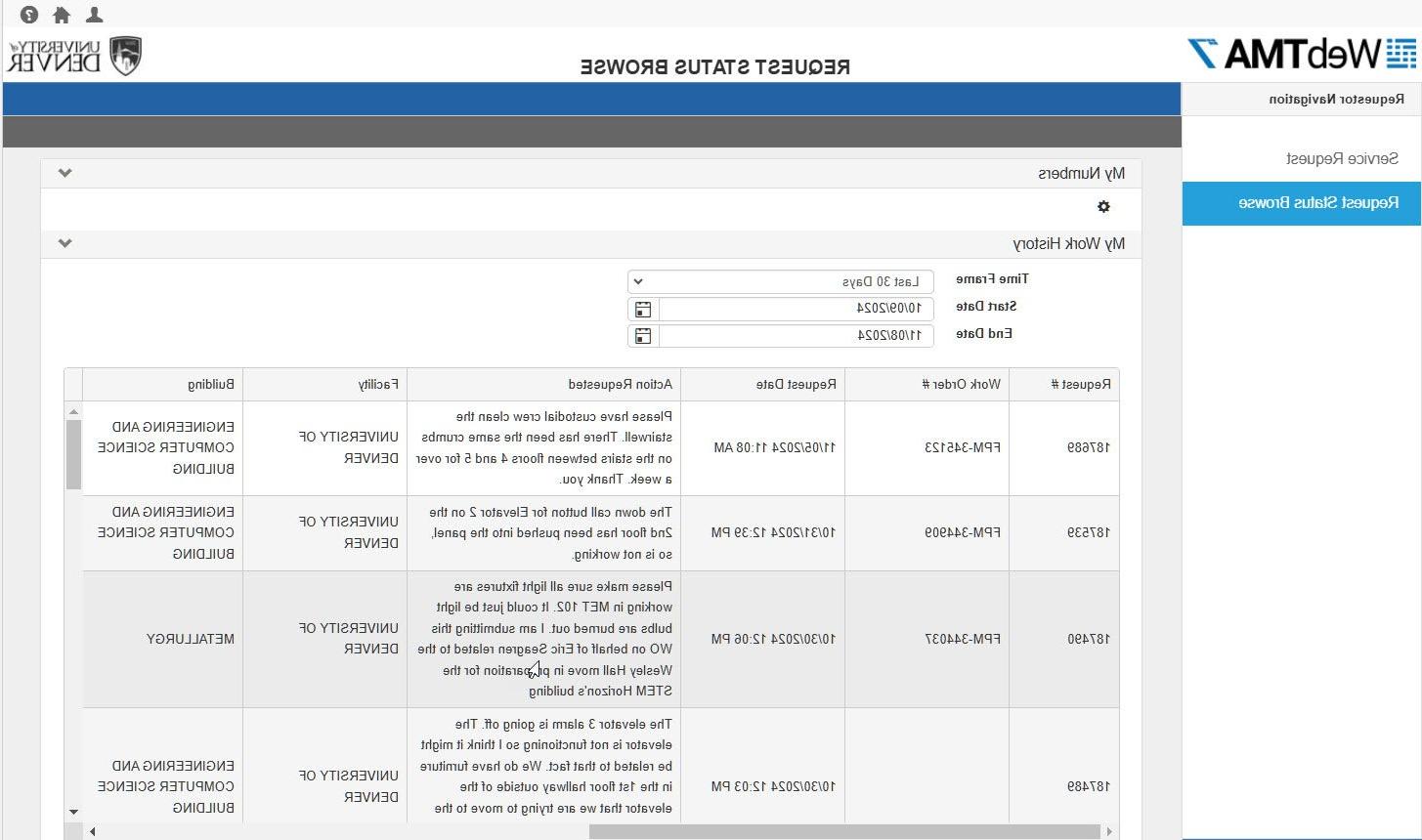 Checking Your Facilities Work Order Request Status